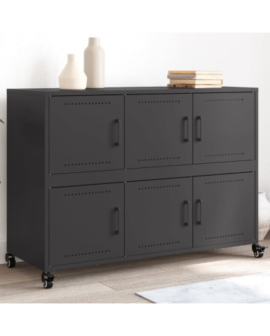 Buffet noir 100,5x39x72 cm acier | Mobilier & Déco