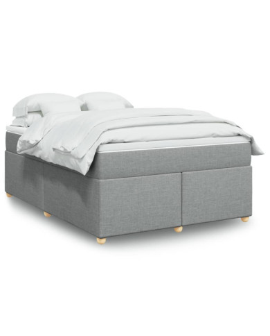 Sommier à lattes de lit avec matelas Gris clair 160x200cm Tissu | Mobilier & Déco