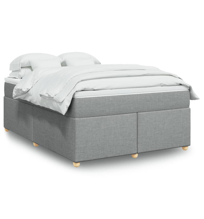 Sommier à lattes de lit avec matelas Gris clair 160x200cm Tissu | Mobilier & Déco