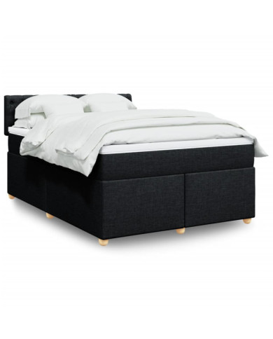 Sommier à lattes de lit avec matelas Noir 140x200 cm Tissu | Mobilier & Déco