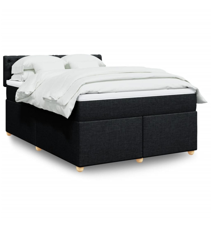 Sommier à lattes de lit avec matelas Noir 140x200 cm Tissu | Mobilier & Déco