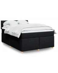 Sommier à lattes de lit avec matelas Noir 140x200 cm Tissu | Mobilier & Déco