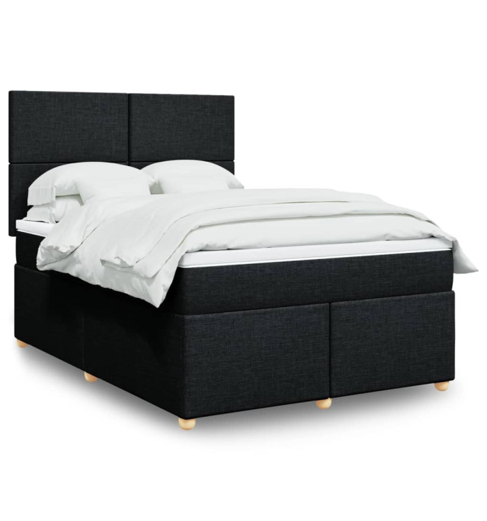 Sommier à lattes de lit avec matelas Noir 140x200 cm Tissu | Mobilier & Déco