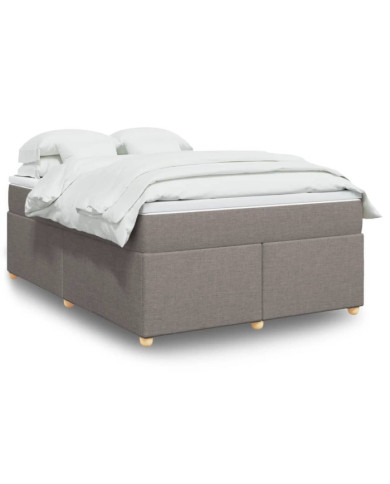 Sommier à lattes de lit avec matelas Taupe 160x200 cm Tissu | Mobilier & Déco