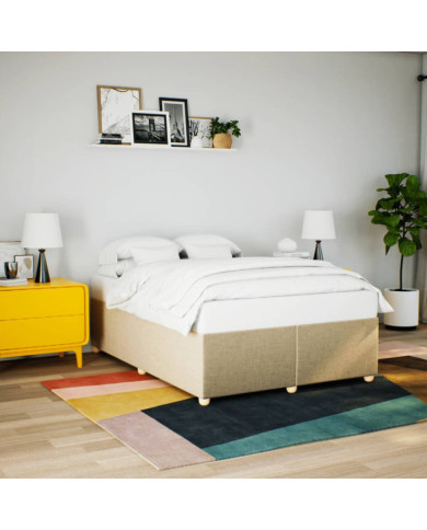 Cadre de lit sans matelas crème 140x190 cm tissu | Mobilier & Déco