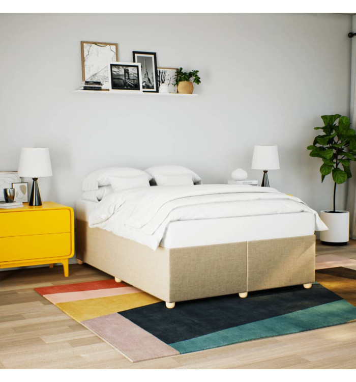 Cadre de lit sans matelas crème 140x190 cm tissu | Mobilier & Déco