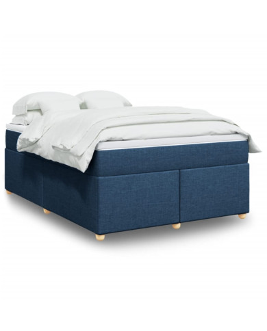 Sommier à lattes de lit avec matelas Bleu 160x200 cm Tissu | Mobilier & Déco