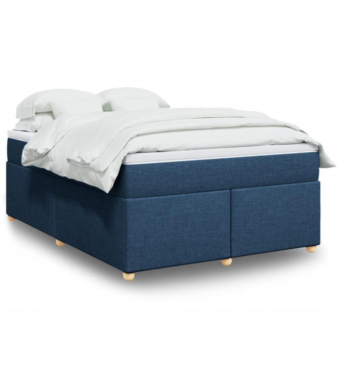 Sommier à lattes de lit avec matelas Bleu 160x200 cm Tissu | Mobilier & Déco