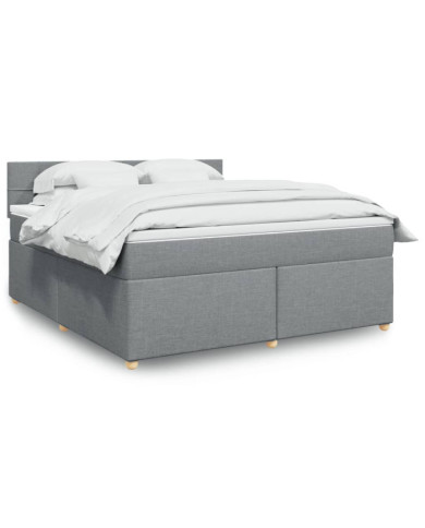 Sommier à lattes de lit avec matelas Gris clair 180x200cm Tissu | Mobilier & Déco