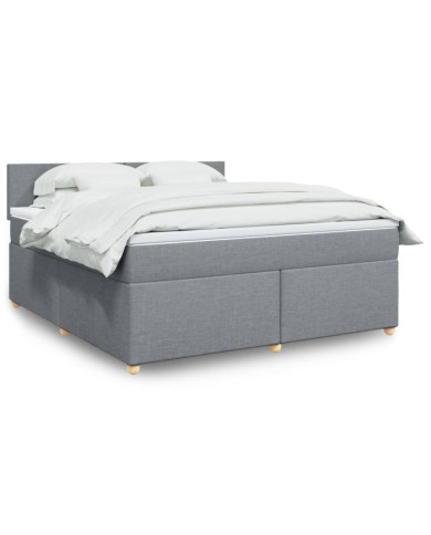 Sommier à lattes de lit avec matelas Gris clair 180x200cm Tissu | Mobilier & Déco
