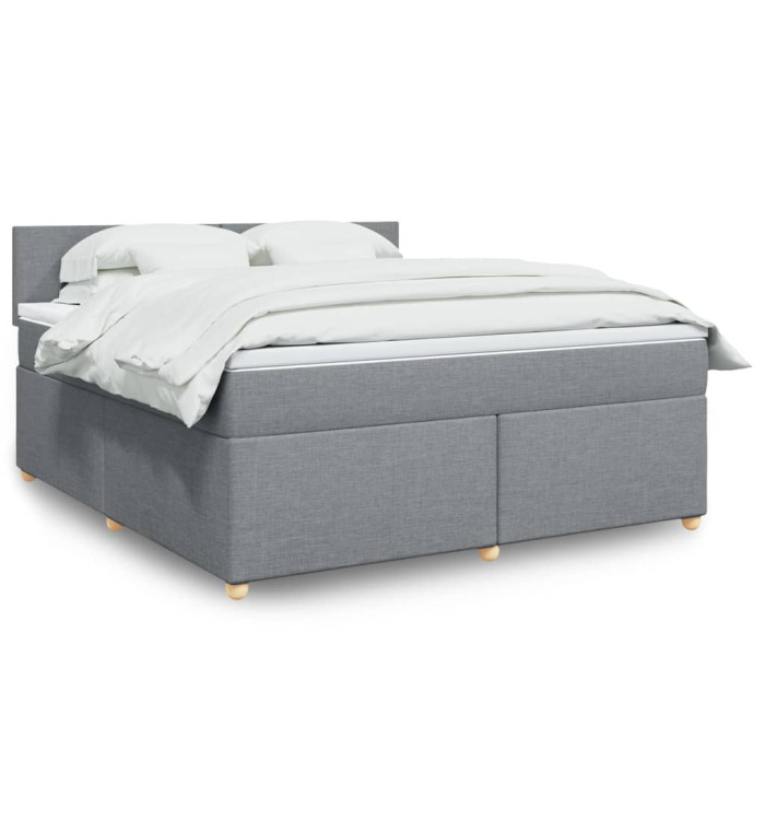 Sommier à lattes de lit avec matelas Gris clair 180x200cm Tissu | Mobilier & Déco