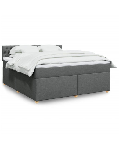Sommier à lattes de lit avec matelas Gris foncé 180x200cm Tissu | Mobilier & Déco