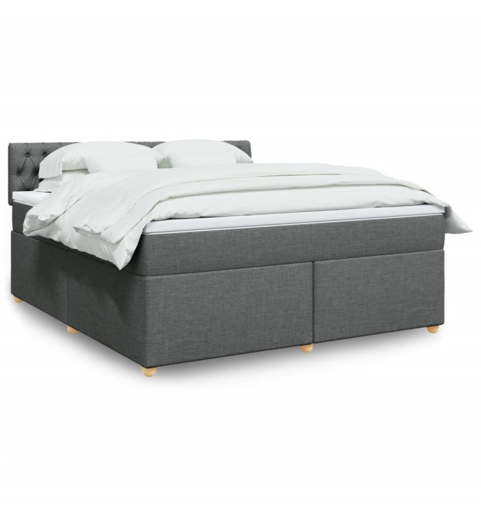 Sommier à lattes de lit avec matelas Gris foncé 180x200cm Tissu | Mobilier & Déco