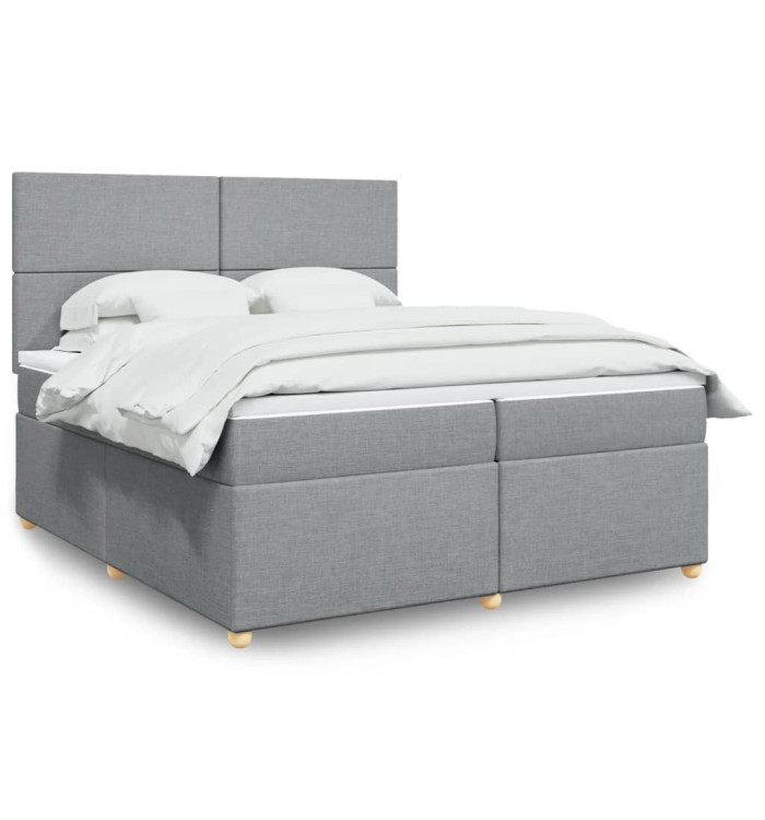Sommier à lattes de lit avec matelas Gris clair 200x200cm Tissu | Mobilier & Déco