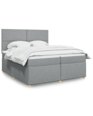 Sommier à lattes de lit avec matelas Gris clair 200x200cm Tissu | Mobilier & Déco