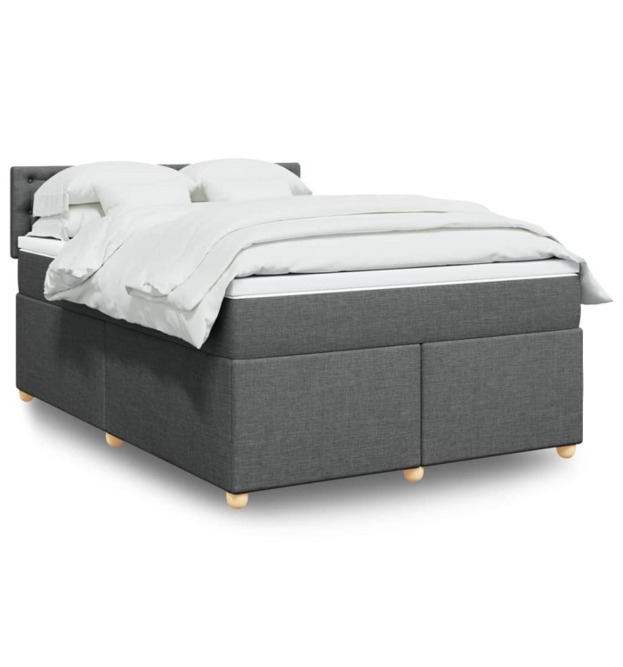 Sommier à lattes de lit avec matelas Gris foncé 160x200cm Tissu | Mobilier & Déco
