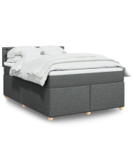 Sommier à lattes de lit avec matelas Gris foncé 160x200cm Tissu | Mobilier & Déco