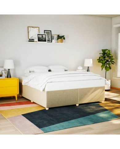 Cadre de lit sans matelas crème 180x200 cm tissu | Mobilier & Déco