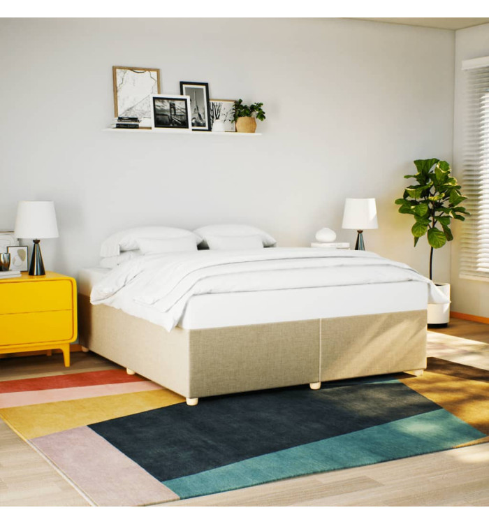 Cadre de lit sans matelas crème 180x200 cm tissu | Mobilier & Déco