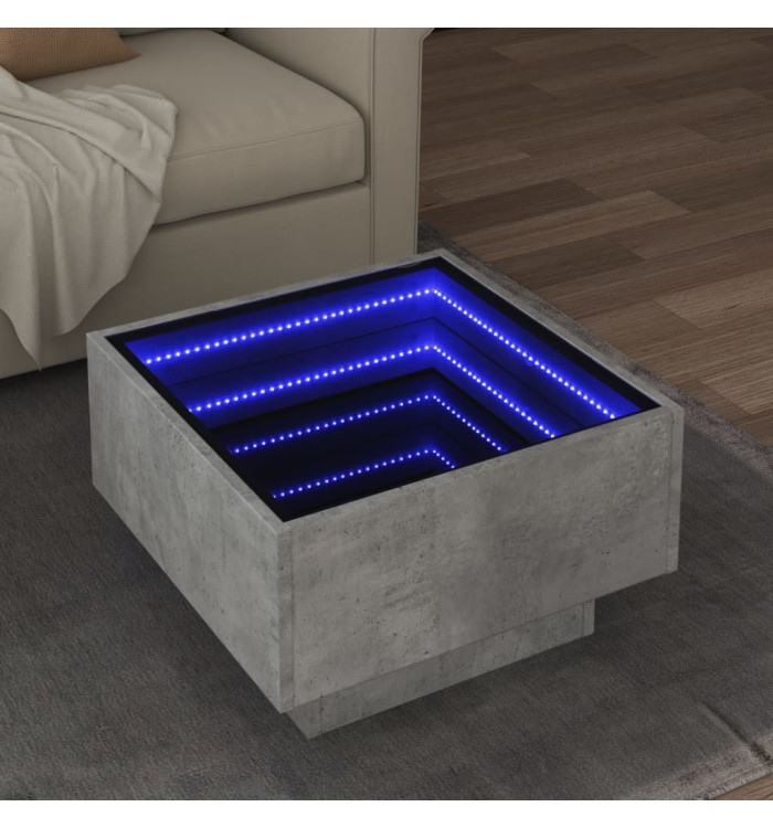 Table basse avec LED gris béton 50x50x30 cm bois d'ingénierie | Mobilier & Déco