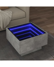 Table basse avec LED gris béton 50x50x30 cm bois d'ingénierie | Mobilier & Déco