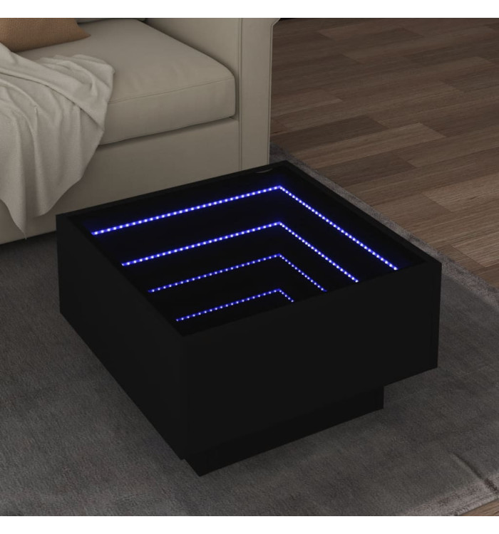 Table basse avec LED noir 50x50x30 cm bois d'ingénierie | Mobilier & Déco