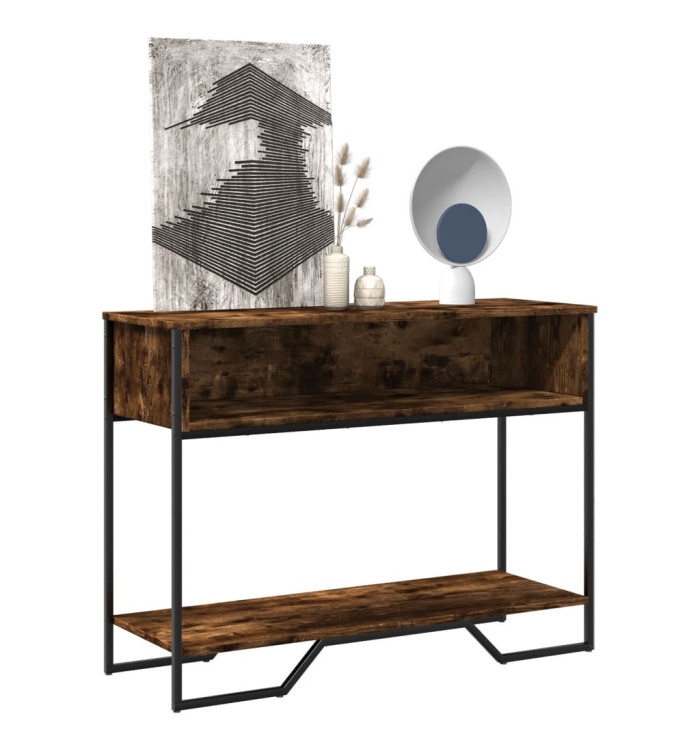 Table console chêne fumé 100x35x74,5 cm bois d'ingénierie | Mobilier & Déco