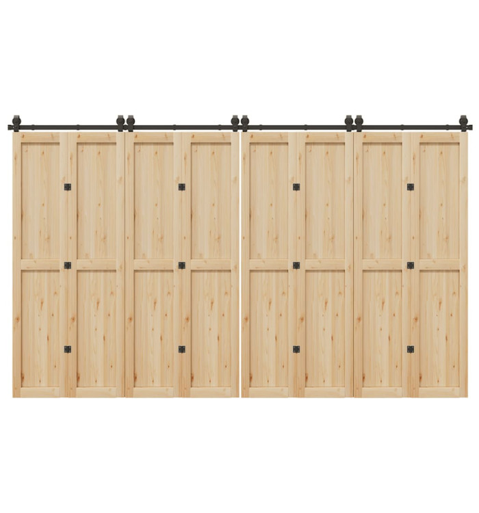 Kit de quincaillerie de porte coulissante 366 cm acier noir | Mobilier & Déco