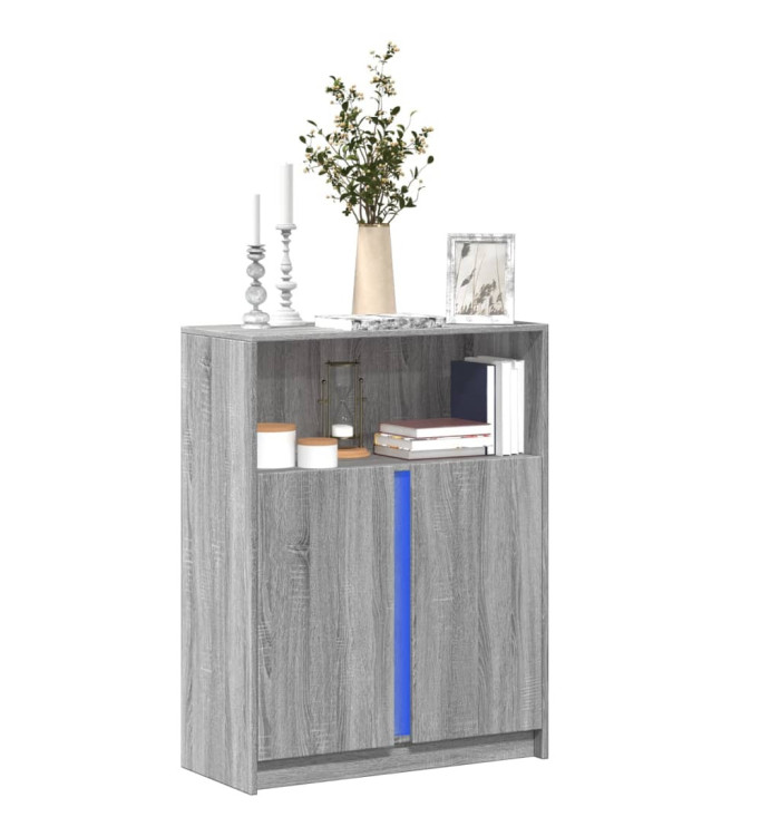 Buffet avec LED sonoma gris 77x34x100 cm bois d'ingénierie | Mobilier & Déco