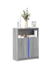 Buffet avec LED sonoma gris 77x34x100 cm bois d'ingénierie | Mobilier & Déco