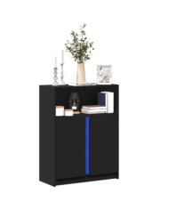 Buffet avec LED noir 77x34x100 cm bois d'ingénierie | Mobilier & Déco