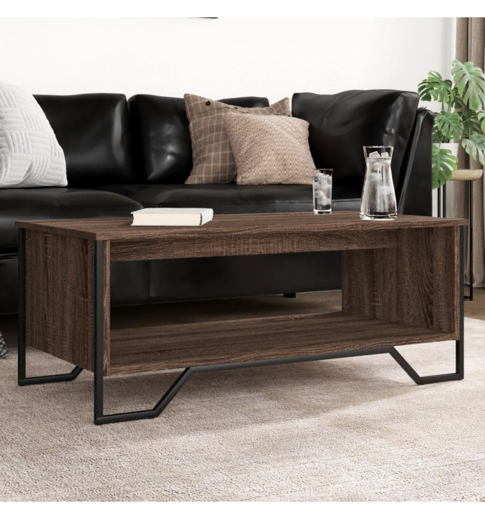 Table basse chêne marron 100x51x40 cm bois d'ingénierie | Mobilier & Déco