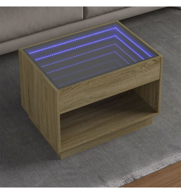 Table basse avec LED infini chêne sonoma 70x50x50 cm | Mobilier & Déco