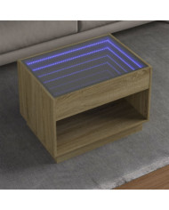 Table basse avec LED infini chêne sonoma 70x50x50 cm | Mobilier & Déco