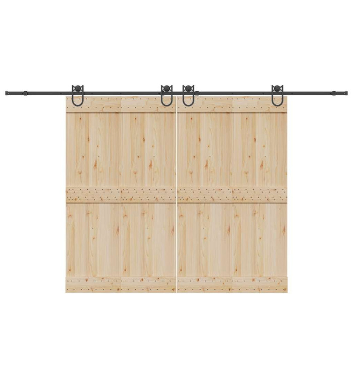 Kit de quincaillerie de porte coulissante 366 cm acier noir | Mobilier & Déco