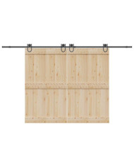 Kit de quincaillerie de porte coulissante 366 cm acier noir | Mobilier & Déco