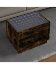 Table basse avec LED infini chêne fumé 70x50x50 cm | Mobilier & Déco