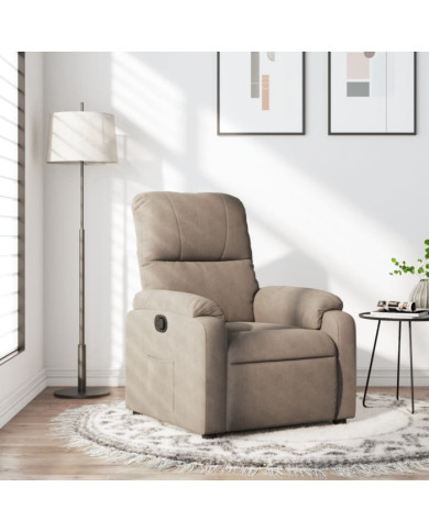 Fauteuil inclinable taupe tissu microfibre | Mobilier & Déco