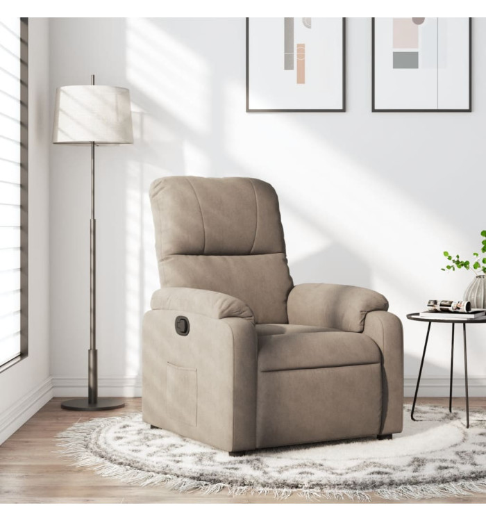 Fauteuil inclinable taupe tissu microfibre | Mobilier & Déco