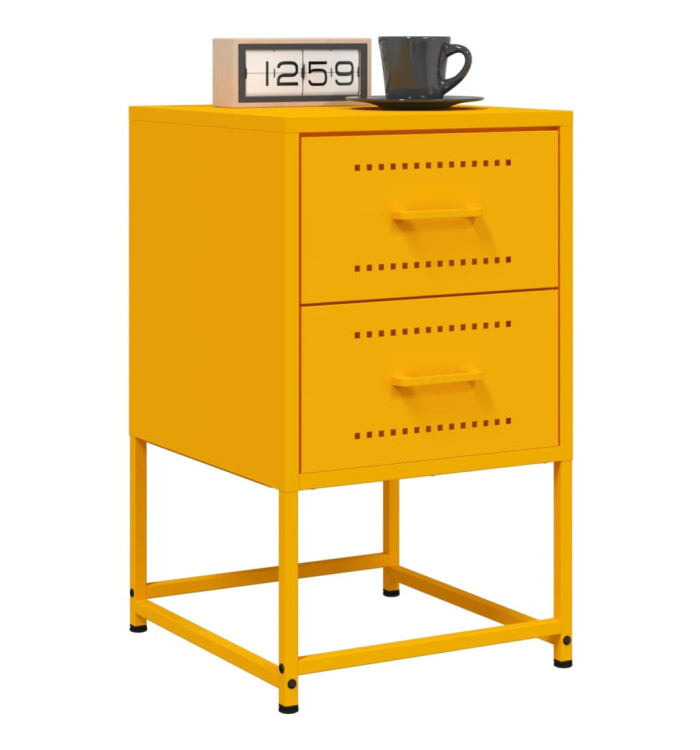 Tables de chevet 2 pcs jaune moutarde 36x39x60,5 cm acier | Mobilier & Déco