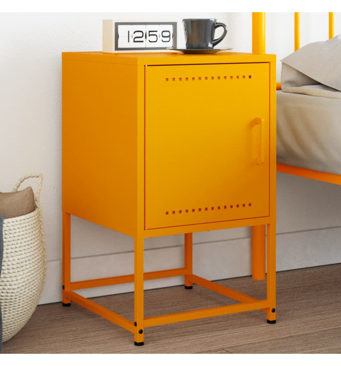 Table de chevet jaune moutarde 36x39x60,5 cm acier | Mobilier & Déco