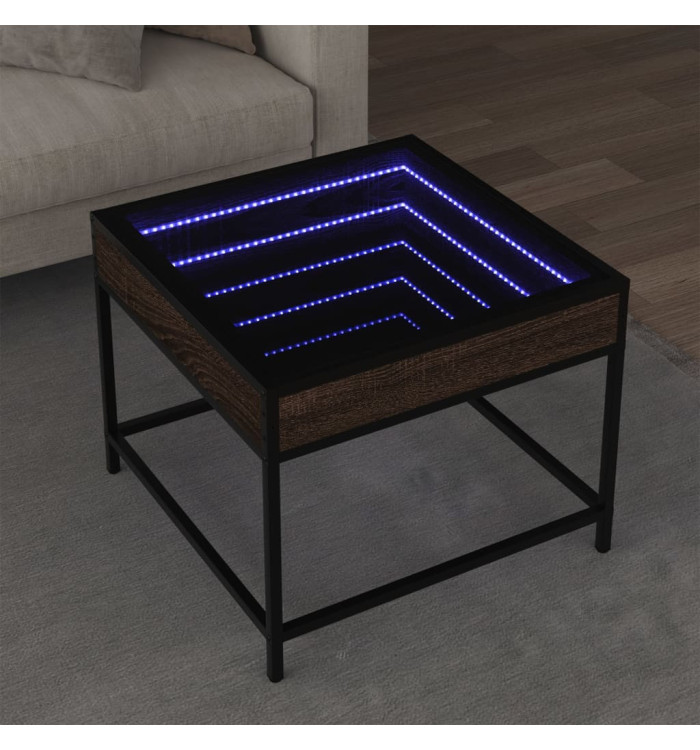 Table basse avec LED Infinity chêne marron 50x50x41 cm | Mobilier & Déco