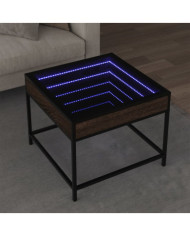 Table basse avec LED Infinity chêne marron 50x50x41 cm | Mobilier & Déco