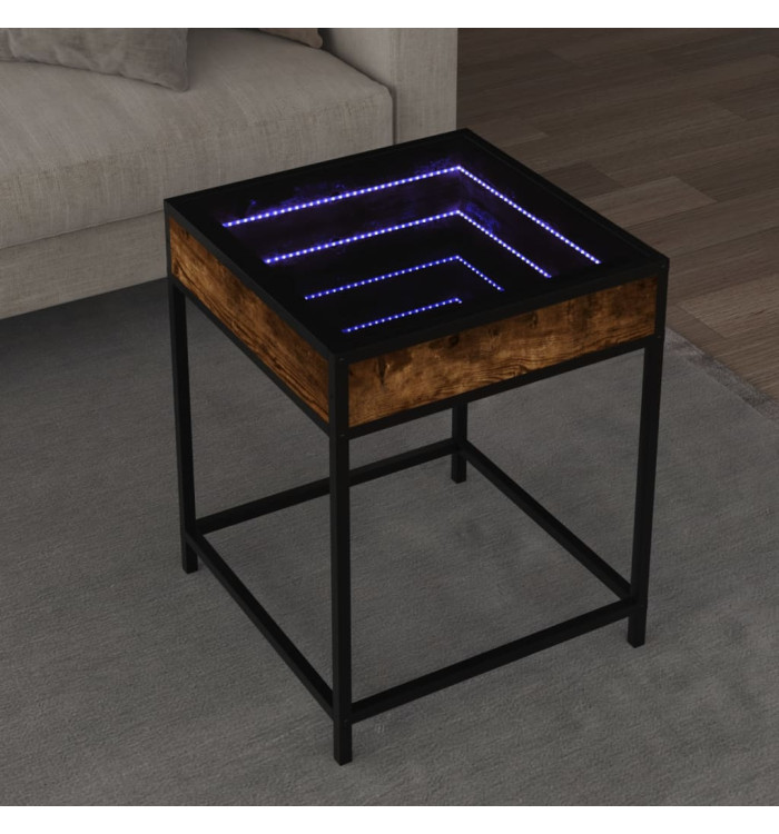 Table basse avec LED Infinity chêne fumé 40x40x51 cm | Mobilier & Déco