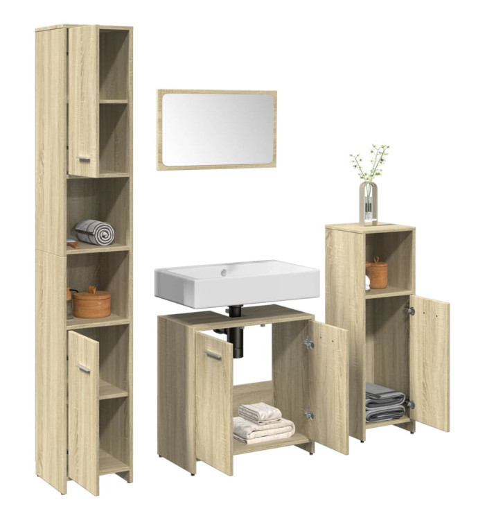 Ensemble de meubles de salle de bain 4 pcs chêne sonoma | Mobilier & Déco
