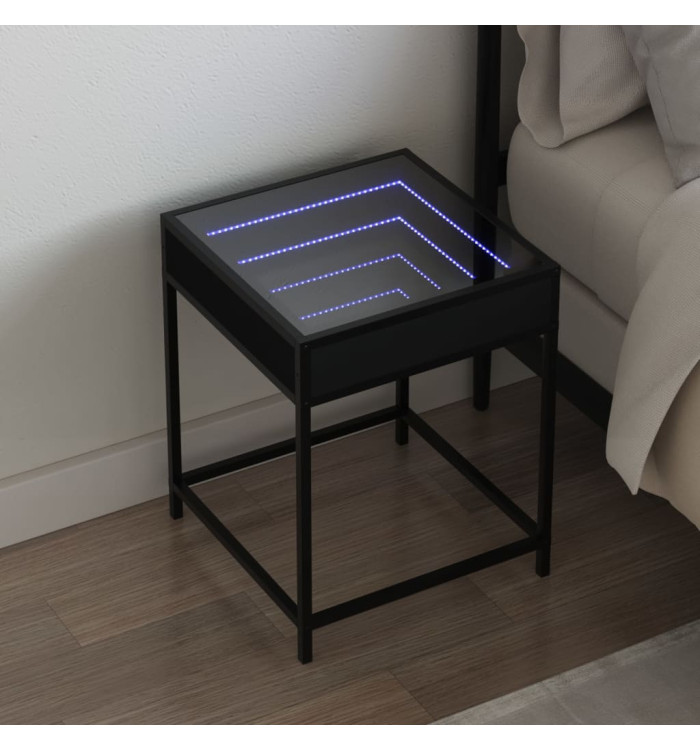 Table de chevet avec LED infini noir 40x40x51 cm | Mobilier & Déco