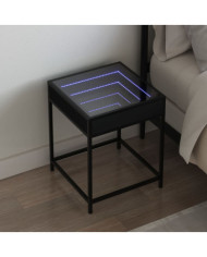 Table de chevet avec LED infini noir 40x40x51 cm | Mobilier & Déco