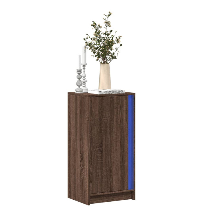 Buffet avec LED chêne marron 42,5x34x85 cm bois d'ingénierie | Mobilier & Déco
