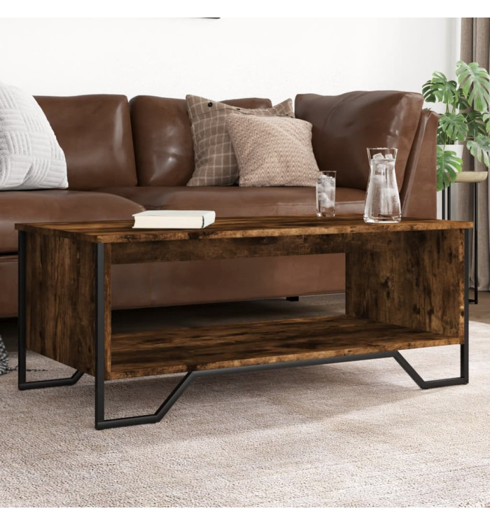 Table basse chêne fumé 100x51x40 cm bois d'ingénierie | Mobilier & Déco