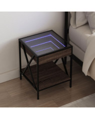 Table de chevet avec LED infini chêne marron 40x40x49 cm | Mobilier & Déco